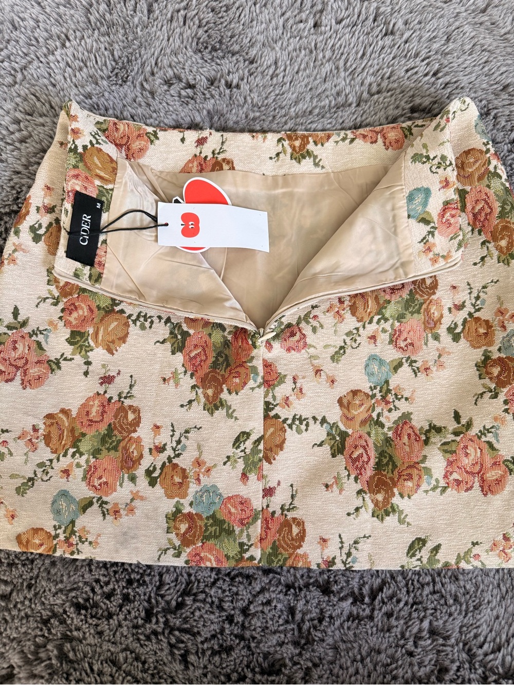 Cider Cream Floral Mini Skirt with Pink & Green Accents - Picture 8 of 8